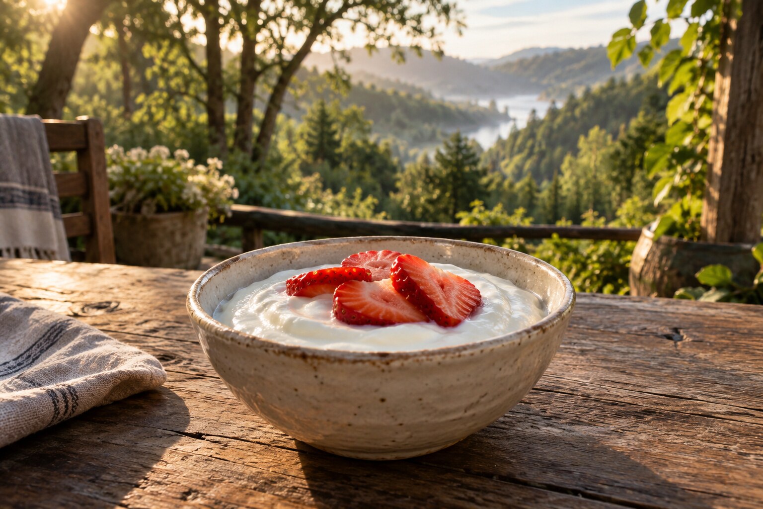 A bowl of yogurt with fresh ingredients